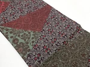 切り嵌め風立涌に草花・鳥獣模様織出し名古屋帯